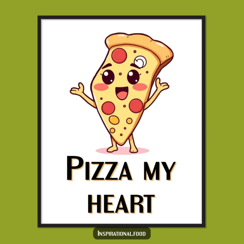 Funny Pizza Art Poster: Proud Slice's Topping Glory, Delicious Wall Decor Gift