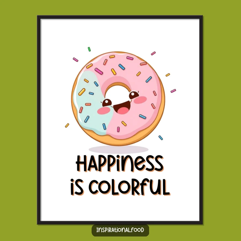 Funny Sprinkled Donut Poster: Sweet Giggles Art, Vibrant Wall Decor, Great Funny Gift