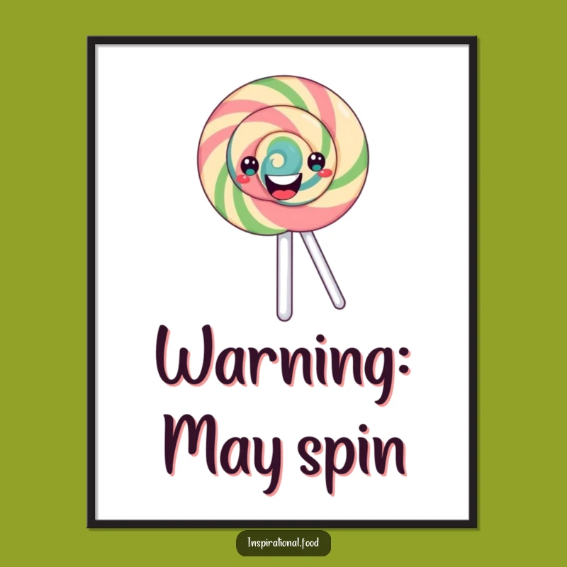 Funny Swirling Lollipop Poster - Vibrant Candy Art for Happy Spaces