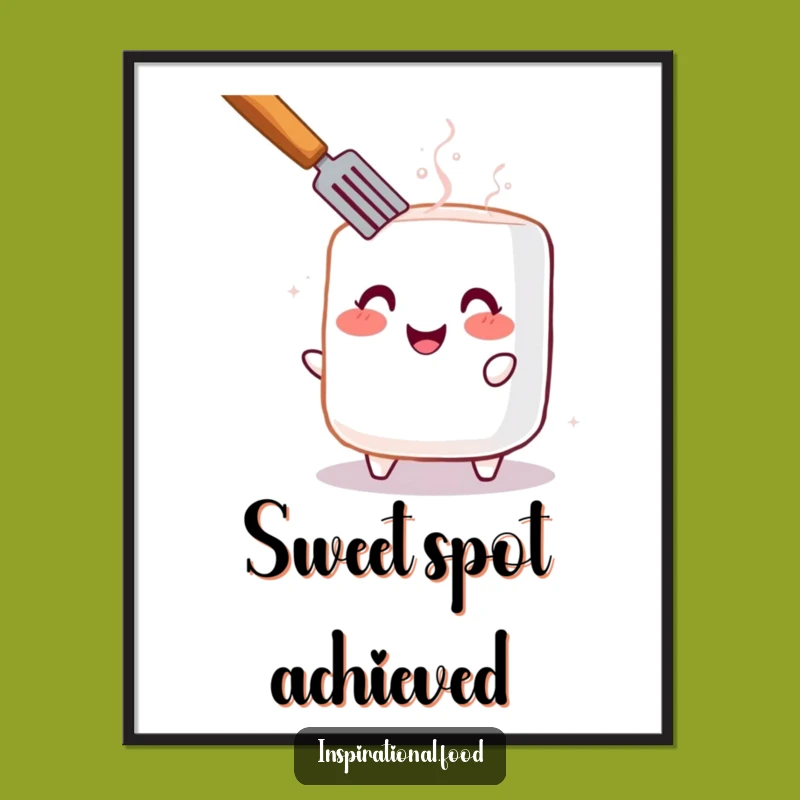 Funny Toasted Marshmallow Poster: Cheerful Blush Art for a Whimsical Funny Gift