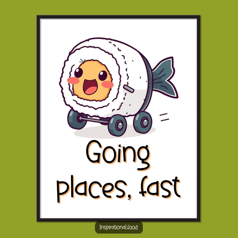 Funny Zooming Sushi Poster: Add a Fast Roll to Your Wall Decor