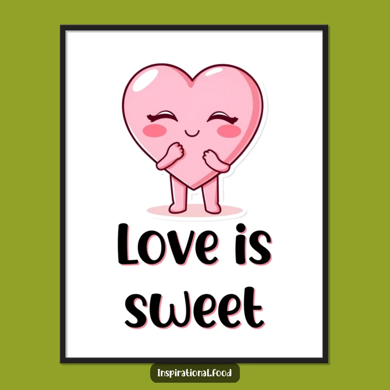 Funny Candy Heart Poster: Sweet Kiss Art - Whimsical Wall Decor Gift