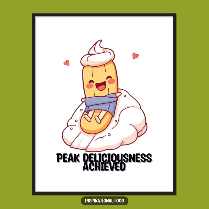 Funny Baguette Meringue Poster: Delicious Descent Art, Vibrant Wall Decor, Great Funny Gift