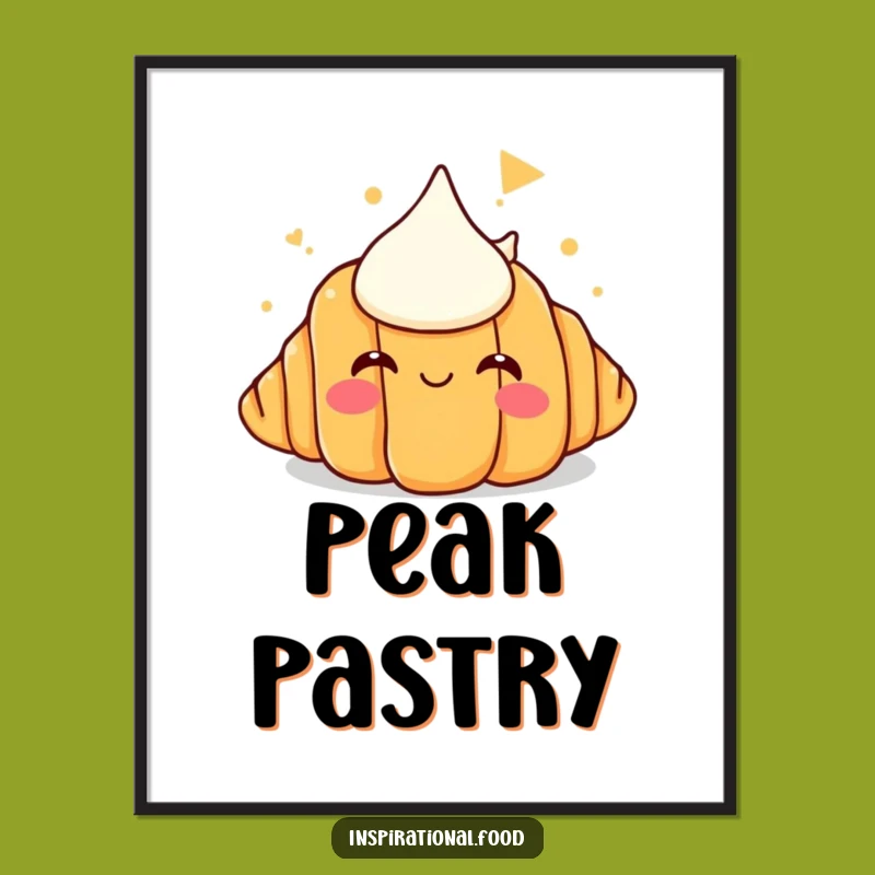 Funny Croissant Butter Mountain Poster - Adorable Pastry Art for Laughs