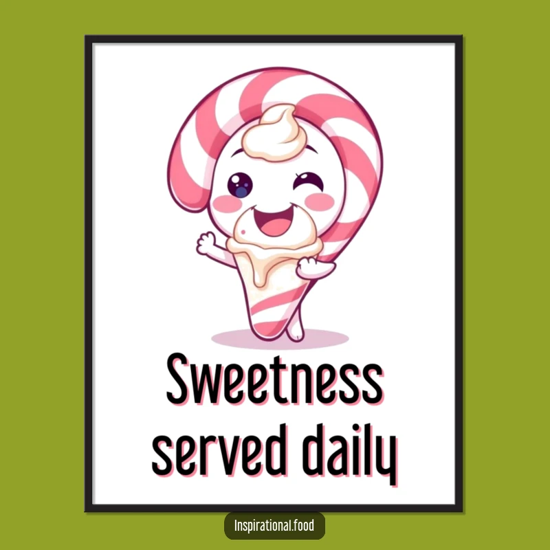 Funny Candy Cane Ice Cream Poster: Sweet Generosity Art, Vibrant Holiday Decor, Great Funny Gift
