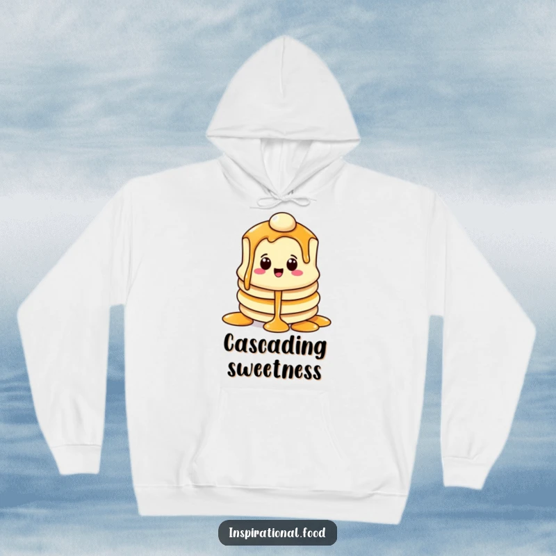 Funny hoodie with a beaming pancake character with a syrup cascade, offering cozy and delightful breakfast vibes.