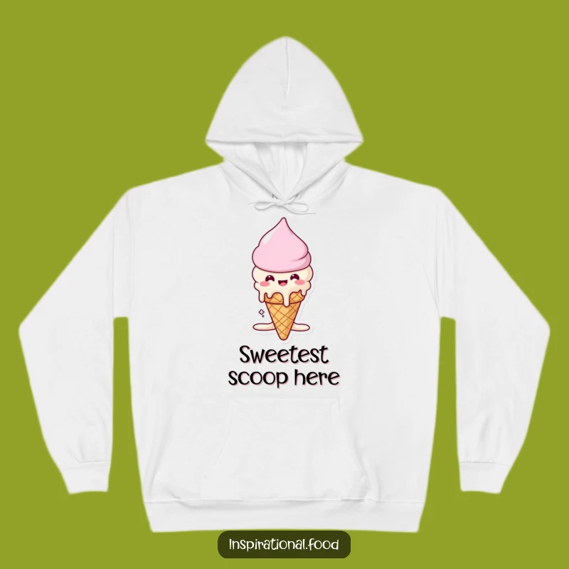 Cozy Funny Ice Cream Hoodie: Beaming Cone's Melty Joy, Warm Dessert Lover Gift
