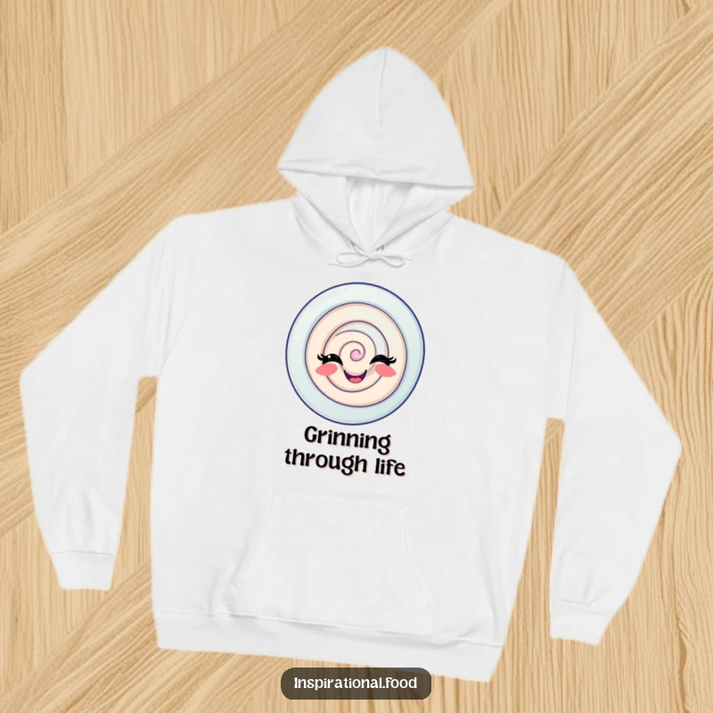Funny Candy Swirl Hoodie featuring a delighted candy swirl with a playful grin, offering cozy comfort and sweet humor.