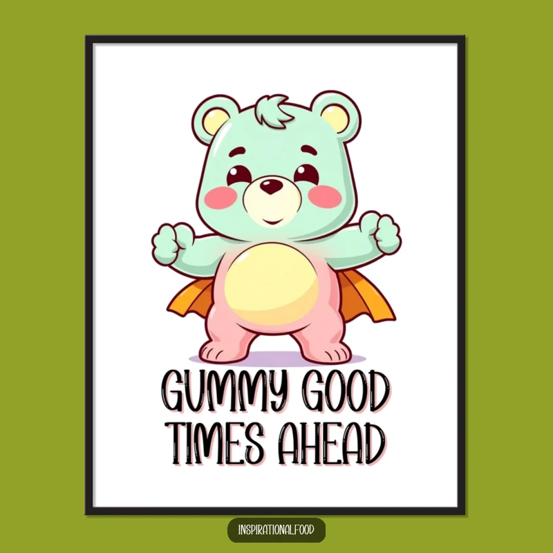 Free Printable Gummy Bear Art: Heroic Pose Downloadable Wall Art Gift