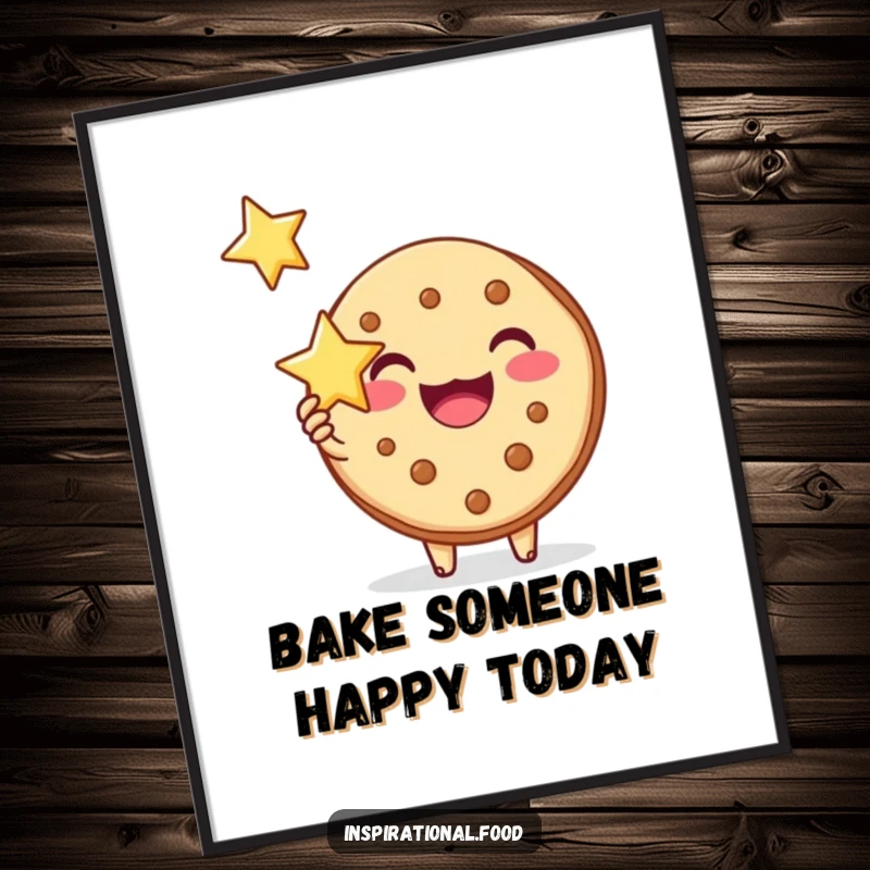 Funny Free Printable Wall Art: A joyful cookie character proudly holding a bright, shining star of inspiration.
