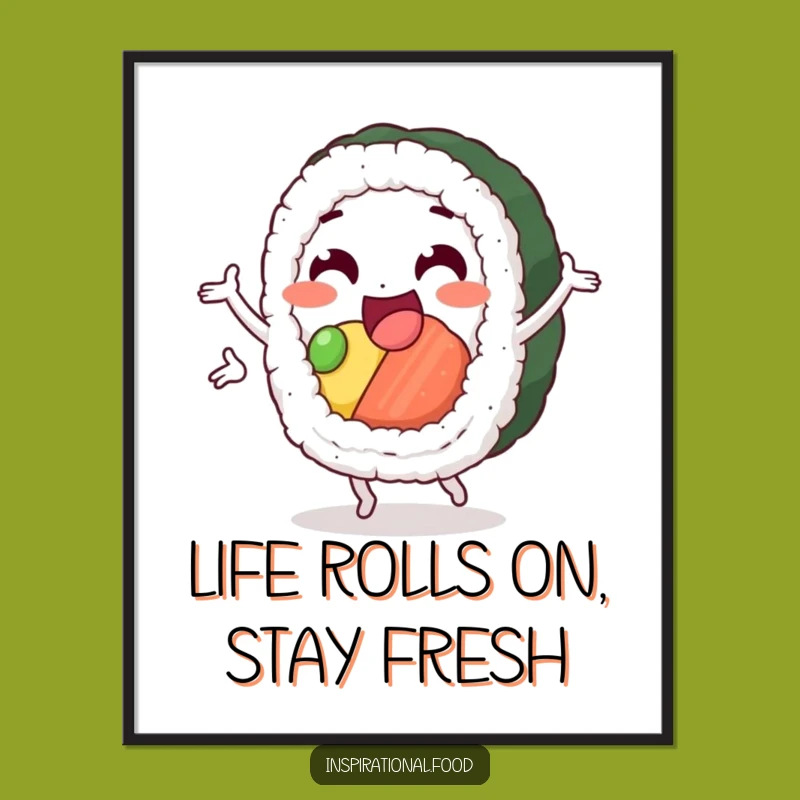 Free Printable Wall Art: Funny Sushi Loop, Dynamic Downloadable Decor!
