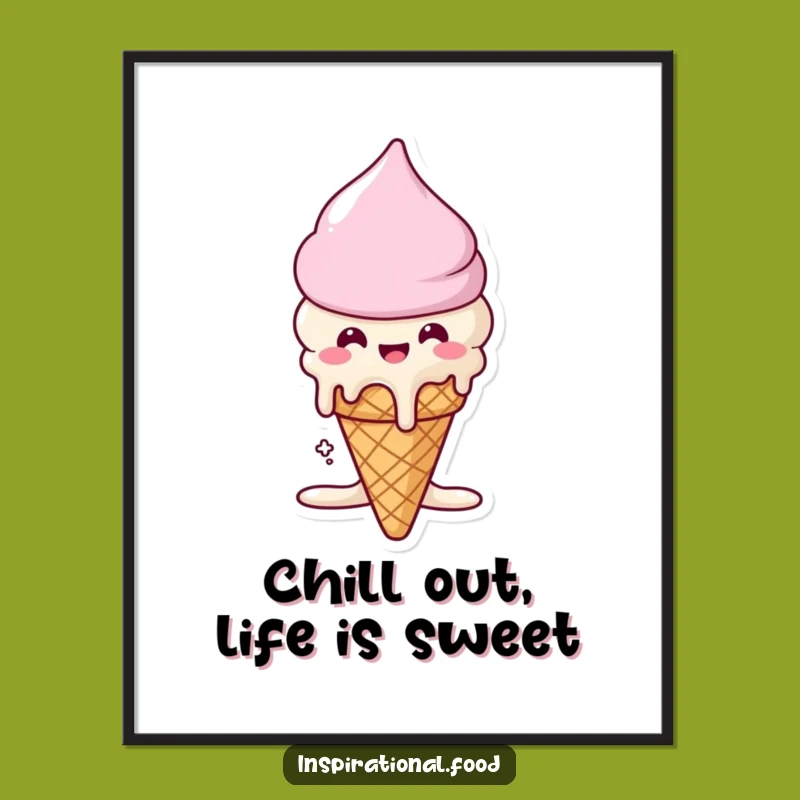 Free Printable Wall Art: Melting Ice Cream Cone - Humorous Sweet Downloadable Decor