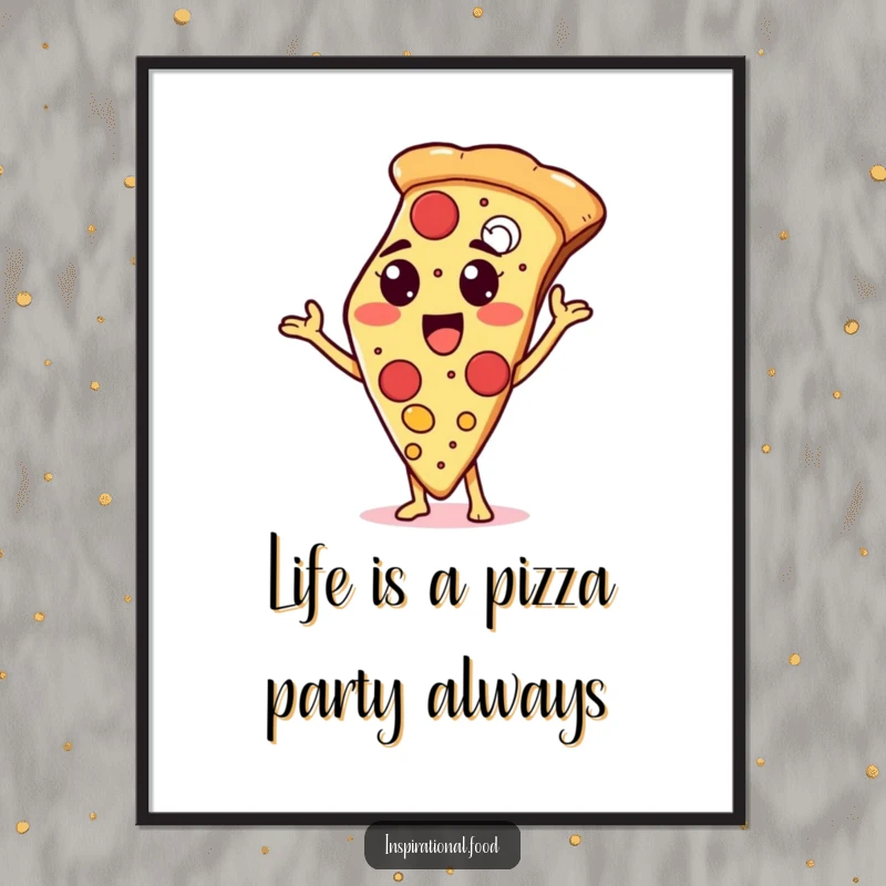 Funny Free Printable Wall Art: A proud pizza slice character flaunting a colorful and appetizing array of various toppings.