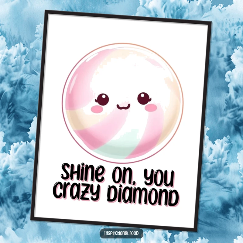 Funny Free Printable Wall Art: A beaming hard candy with a shimmering surface, radiating bright joy and eye-catching sparkle.