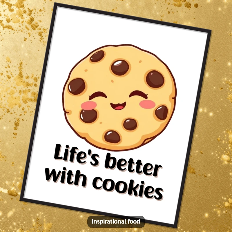 Funny Free Printable Wall Art: A delighted cookie with chocolate chips playfully winking, adding a touch of sweet mischief.
