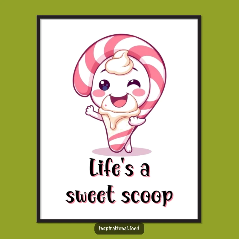 Funny Free Printable Wall Art: Candy Cane Ice Cream Downloadable Decor