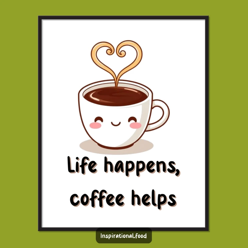 Funny Free Printable Wall Art: Coffee Heart Steam Downloadable Decor