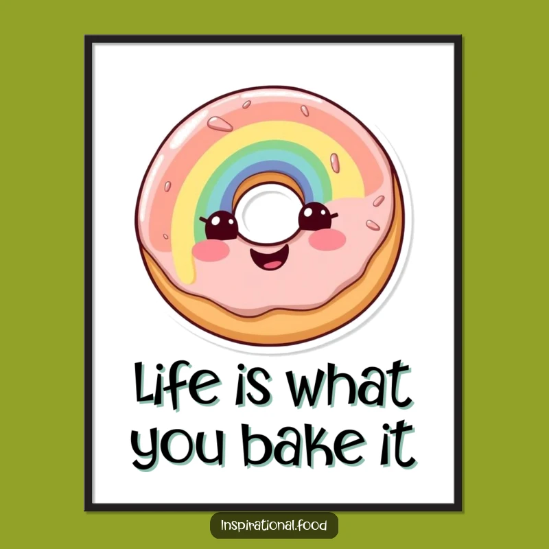 Funny Free Printable Wall Art: Whimsical Doughnut Rainbow Glaze Downloadable Decor