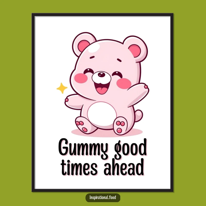 Funny Free Printable Wall Art: Energetic Gummy Bear Quirky Downloadable Decor