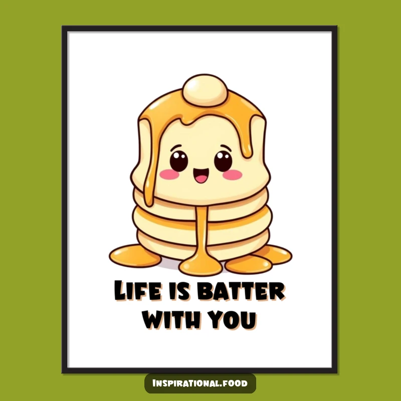 Funny Free Printable Wall Art: Syrupy Pancake, Whimsical Food Decor Download