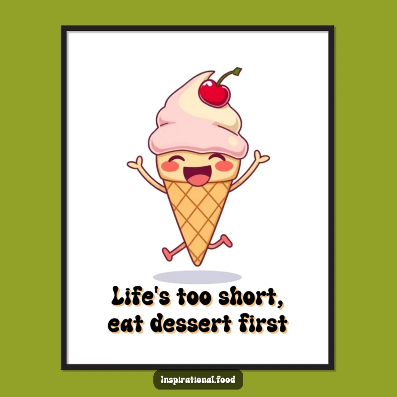 Free Printable Wall Art: Funny Ice Cream Cone Hopping Downloadable Decor