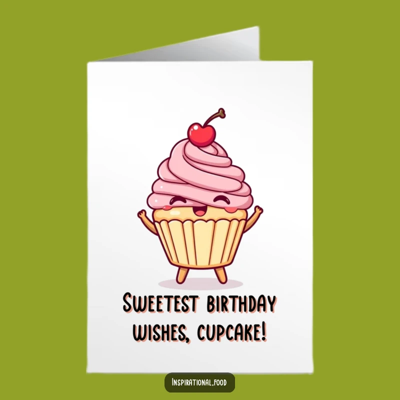 Free Printable Birthday Card: Happy Bouncing Cupcake Funny Downloadable Gift
