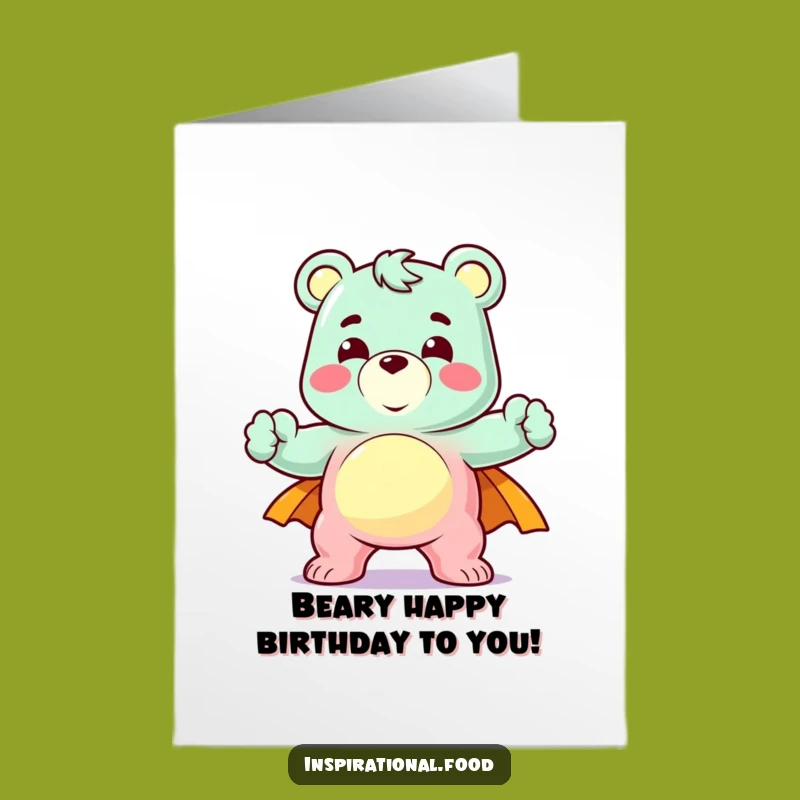 Free Printable Gummy Bear Birthday Card: Heroic Pose Downloadable Gift
