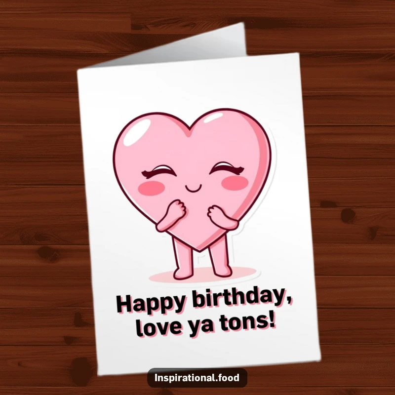 Funny Free Printable Birthday Card: Adorable candy heart character joyfully blows a kiss, sending birthday love and cheer.