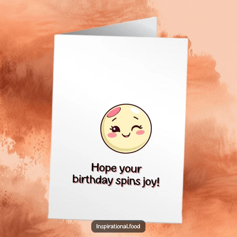 Funny Free Printable Birthday Card featuring a happy macaron character winking and creating a colorful swirling pattern, perfect for a birthday.