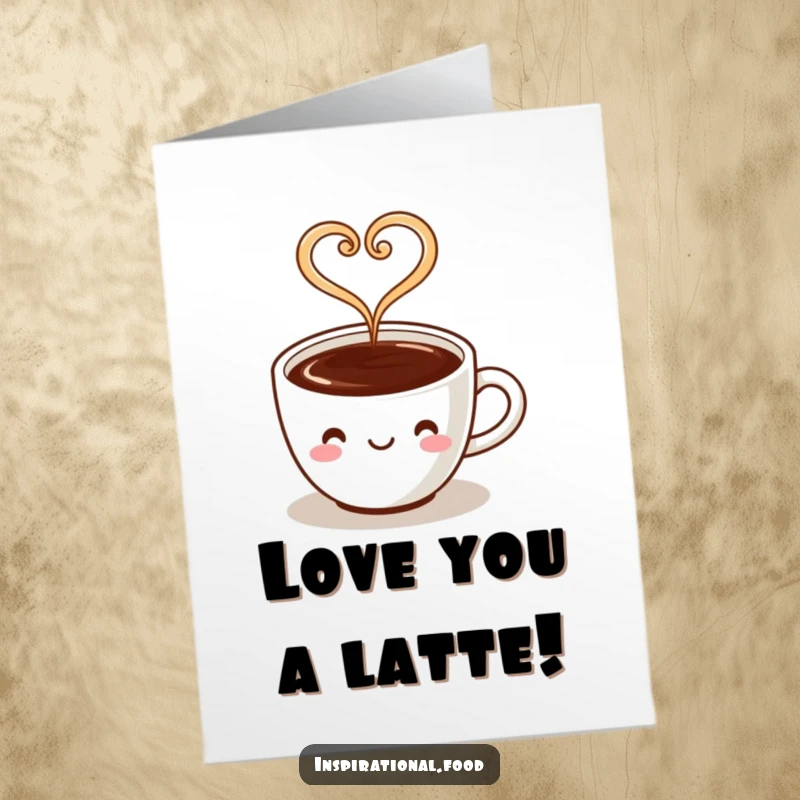 Funny Free Printable Birthday Card: A coffee cup character with steam forming a heart smiles warmly, sending birthday love.