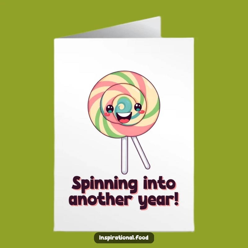 Free Printable Birthday Card: Funny Spinning Lollipop Character for Downloadable Fun