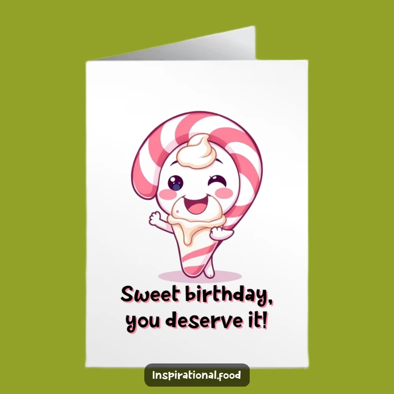 Free Printable Birthday Card: Candy Cane Ice Cream Treat Funny DIY