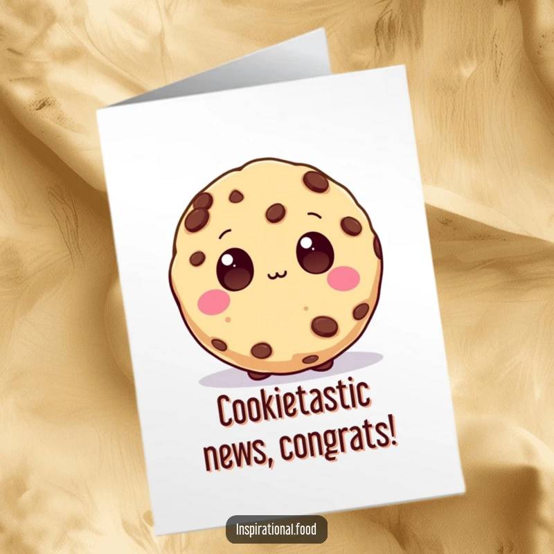Funny Free Printable Congrats Card: Inspired cookie character with wide chocolate chip eyes, celebrating a brilliant idea and success.