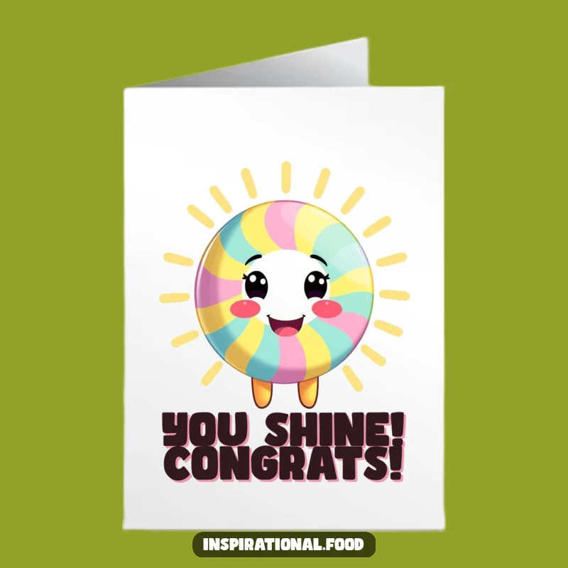 Free Printable Congrats Card: Energetic Candy Character, Vibrant Success, Funny Downloadable