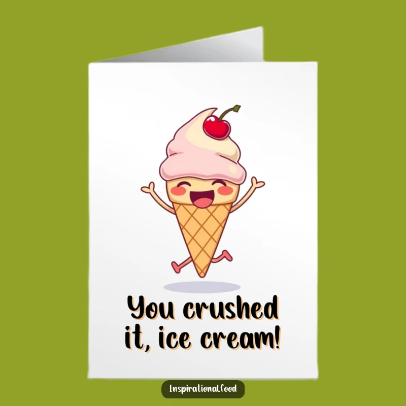 Free Printable Congrats Card: Funny Ice Cream Cone Celebration Downloadable Gift