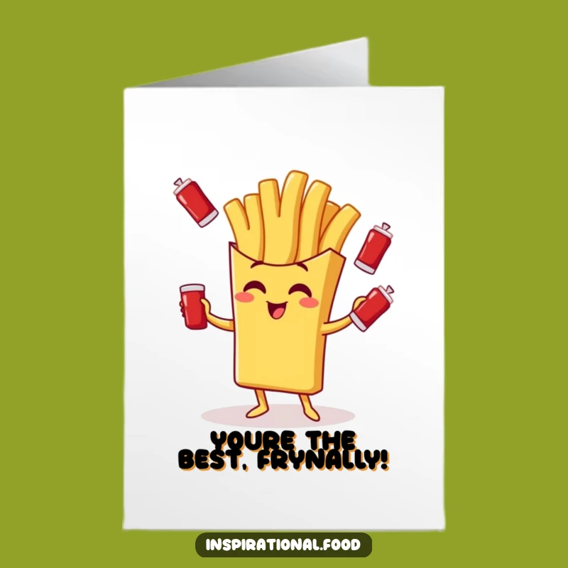Free Printable Congrats Card: Juggling Fry, Funny Downloadable Gift