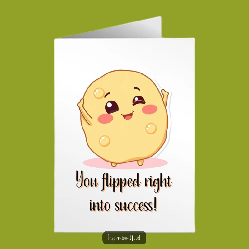 Free Printable Congrats Card: Pancake Character's Playful Win - Funny Downloadable Gift