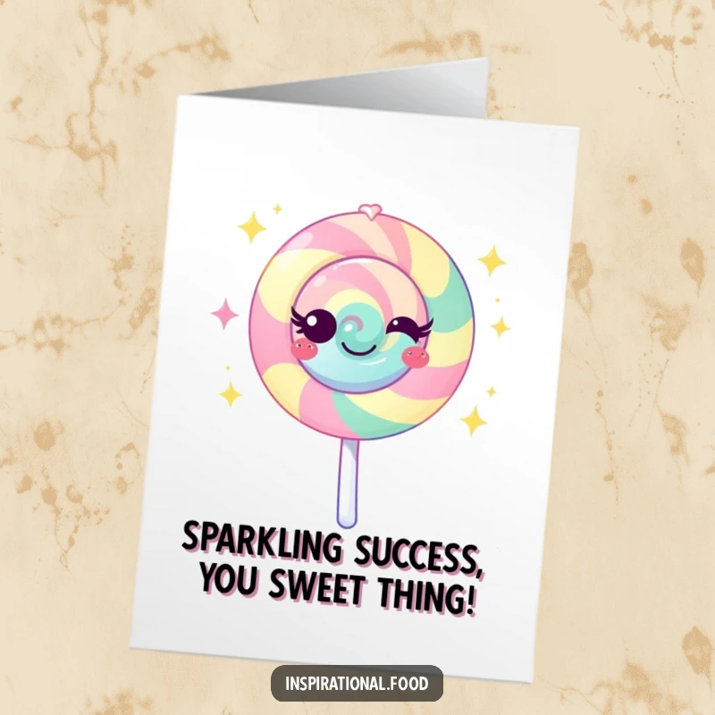 Funny Free Printable Lollipop Congratulations Card: A vibrant lollipop character emanating sweet sparkles to celebrate a wonderful achievement.