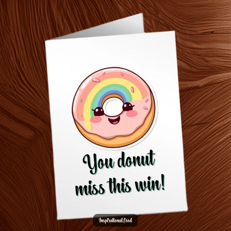Funny Free Printable Congratulations Card: A joyful doughnut with vibrant rainbow glaze is ready to celebrate your amazing achievements with sprinkles.