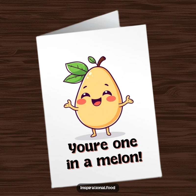 Funny Free Printable Congrats Card: A giggling fruit character showcasing a vibrant and inventive new food concept.