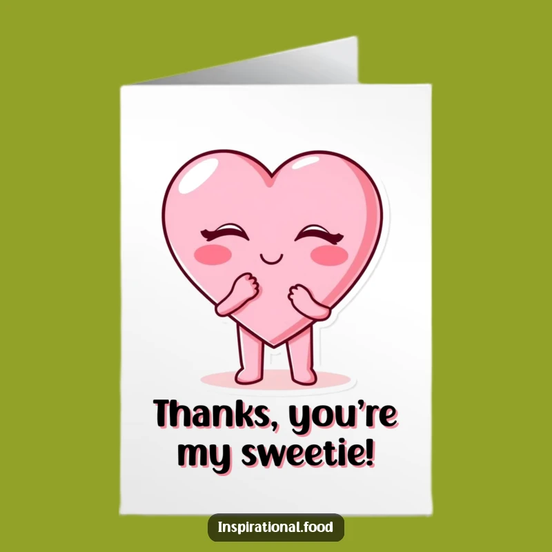 Free Printable Thank You Card: Candy Heart Kiss - Funny Downloadable DIY Gift