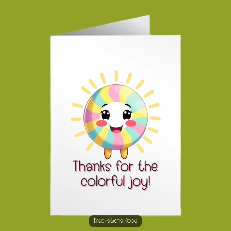 Free Printable Thank You Card: Colorful Candy Character, Energetic Gratitude, Funny Downloadable