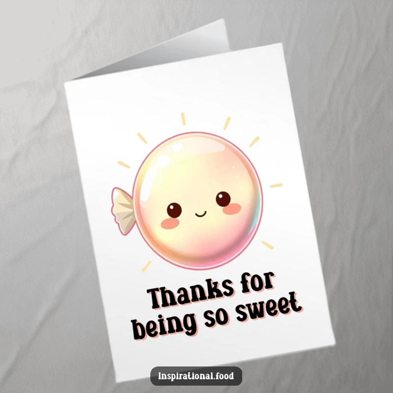 Funny Free Printable Thank You Card: Gleaming hard candy with a bright, happy smile, conveying sweet appreciation.