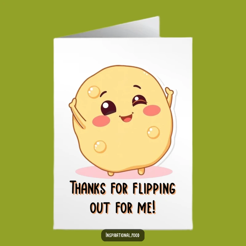 Free Printable Thank You Card: Playful Pancake Character Flipping Thanks - Funny Downloadable Gift