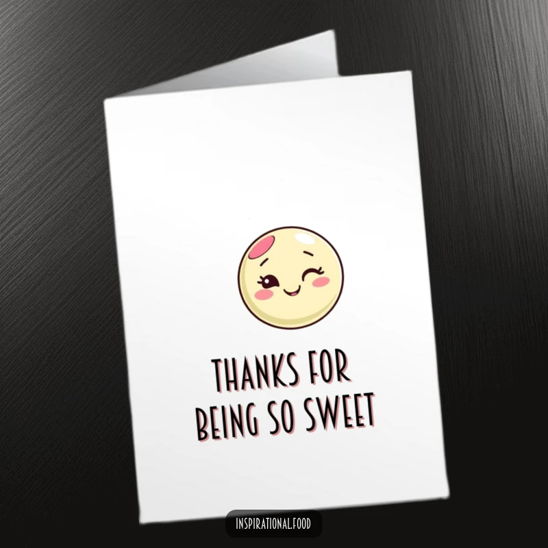 Funny Free Printable Thank You Card showing a winking macaron character creating a sweet swirling pattern to express thanks.