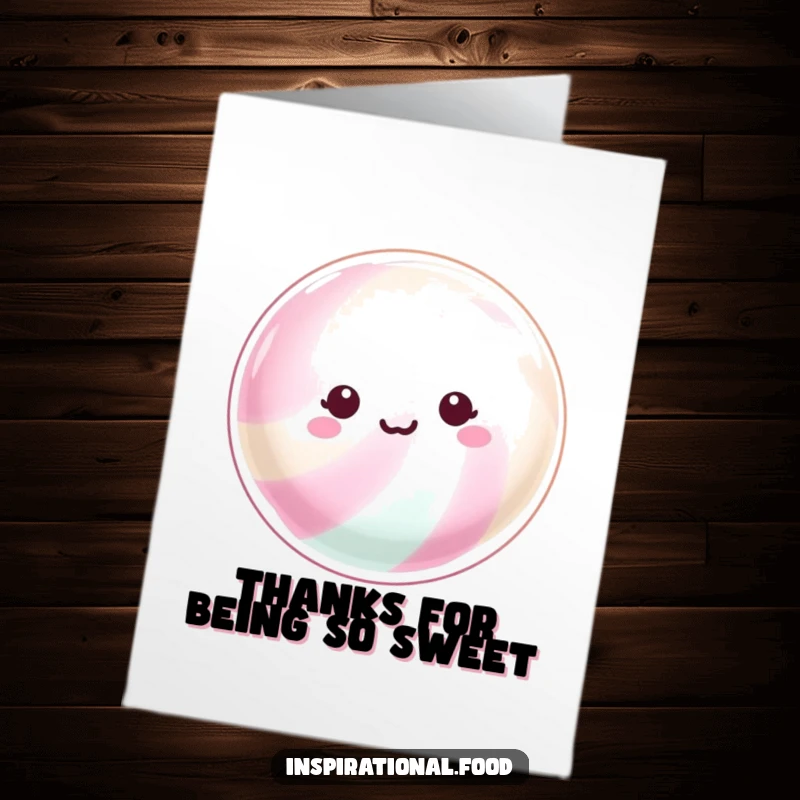 Funny Free Printable Thank You Card: A beaming piece of hard candy with a shimmering surface, conveying bright and sparkling gratitude.