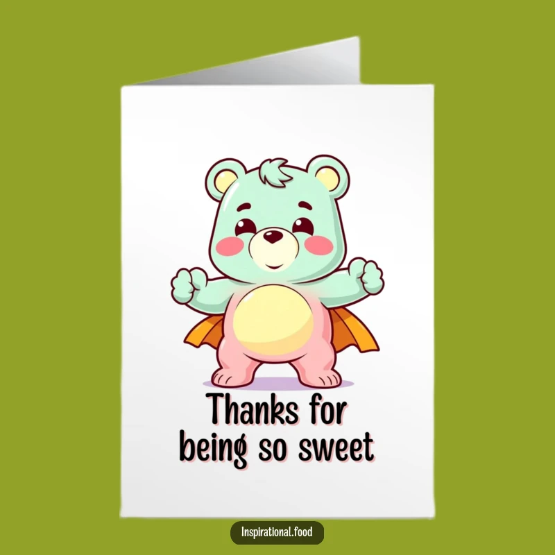 Free Printable Gummy Bear Thank You Card: Heroic Pose Downloadable Gift
