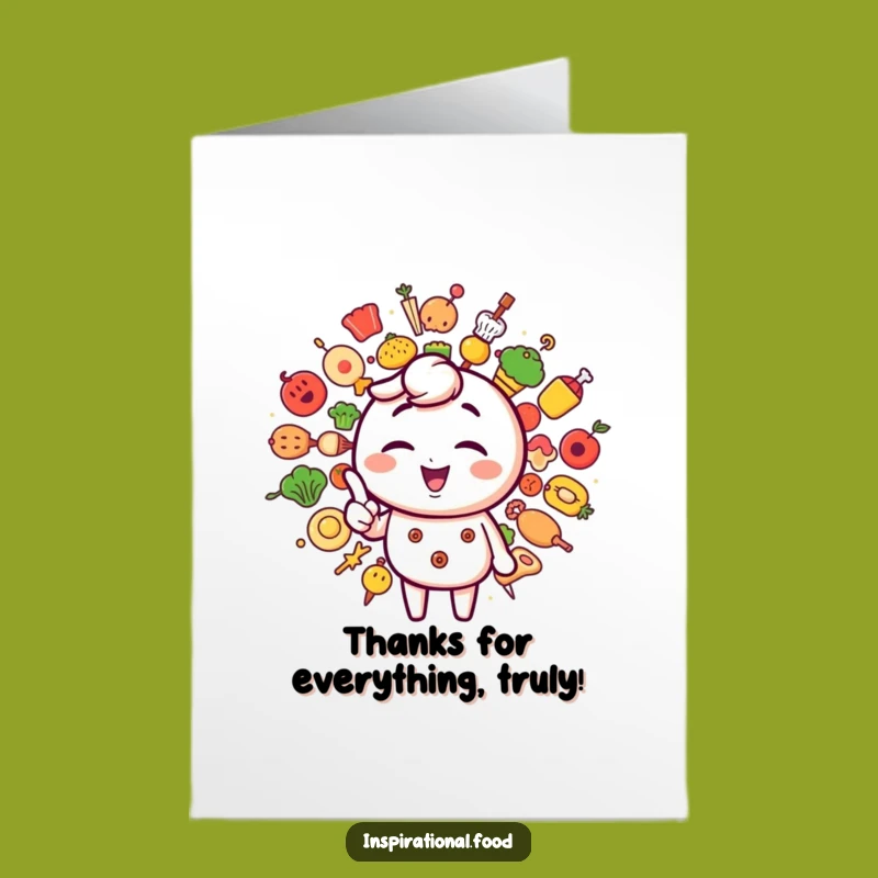 Free Printable Thank You Card: Winking Foodie Character, Grateful Downloadable Gift