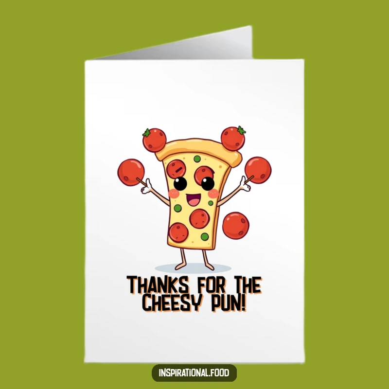 Free Printable Thank You Card: Pizza Juggling Pepperoni Downloadable Thanks