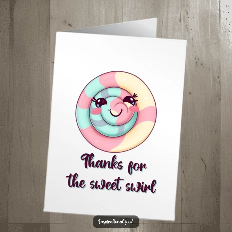 Funny Free Printable Thank You Card: A delighted candy swirl with a playful grin, offering a fun and cheerful thank you.